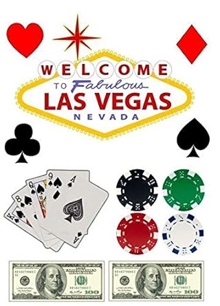 Las Vegas Sign Nevada Poker Chips Card Edible Cake Topper Wafer