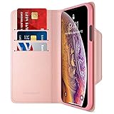 Maxboost Wallet Case Designed for Apple iPhone Xs (2018)/ iPhone X (2017) [Rose Gold] [Folio Style] [Stand Feature] Credit Card Leather Flip Case Magnetic Closure for iPhone Xs & iPhone X