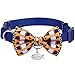 Blueberry Pet Timeless Navy Blue Breakaway Adjustable Chic Fish Print Handmade Bow Tie Cat Collar with European Crystal Bead on Fish Charm, Neck 9