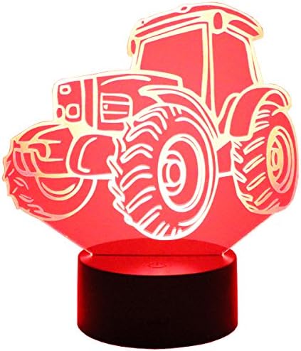 Hguangs 3D Lamp Tractor Shape Night Lamp 3D Optical Illusion Night light Desk Table Light 7 Colors Changing Touch Control Gift for Christmas Birthday Valentine's Day Kids Children Girl and Boy