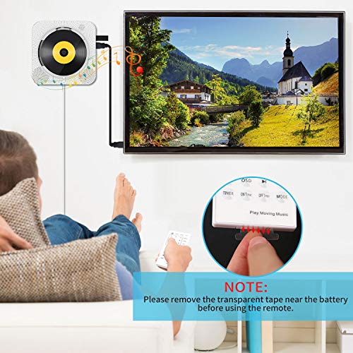 Portable CD/DVD Player with Bluetooth, Wall Mountable CD DVD Player HDMI Built-in HiFi Speakers with Remote for TV, Music Player Support FM Radio USB SD Card AV Jack 3.5mm Headphone Jack - Thumbnail 6