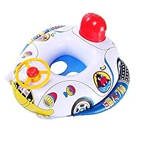 SunBabyGood Summer Baby Inflatable Pool Ring Lap Swim Seat Float Boat Baby Swim Pool Toys Car Shape Aid Trainer with Wheel Horn