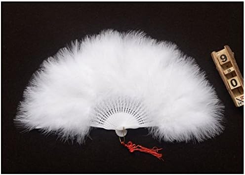 Fashion Novel Fur Thickening Feather Fan Halloween Cosplay Props Stage Show Christmas Dance Party Performance Decor Birthday Gift (White)
