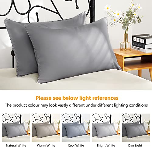 Bedemu 100 Cotton Pillow Cases King Size Set of 2Cooling Grey