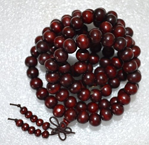 Rosewood mala beads necklace 10 mm 108+1 buddhist prayer beads japa mala Red sandalwood mala beads - Energized for chanting mantra Chakra mala w/ Rosary pouch - US Seller - Thumbnail 2