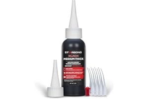STARBOND Black Medium-Thick CA Glue Pro Kit (2 oz) – Rubber-Toughened, Impact-Resistant Cyanoacrylate Super Glue – for Durable Knot Filling, Crack Repair, Woodworking, Guitar, Hobby & RC Projects