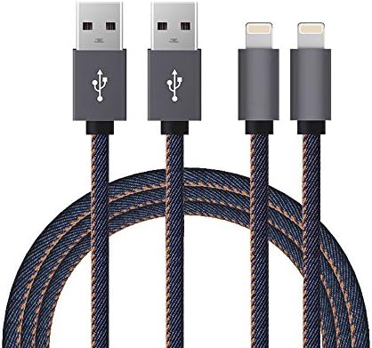 MASKELENA Lightning to USB Charging Cable For iPhone iPad Denim 6.5Ft 2Pcs