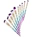 Makeup Brushes 12Pcs Professional Premium Cosmetic Make up Brush Soft Cruelty-Free Synthetic Fiber Bristles for Foundation Kabuki Cosmetics Bag Case Kit (10Pcs Rainbow)