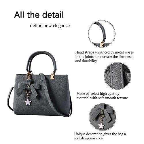 URAQT-Damen-Handtaschen-Schulterbeutel-Frauen-Stilvolle-PU-Designer-Schultertasche-Taschen-Umhngetasche-Grau-Geschenk-Zum-Muttertag