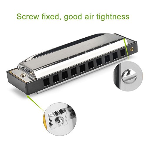 HOMEKE Harmonica Key of C 10 Hole 20 Tone Diatonic Harmonica C Blues with Case for Beginner,Students, Kids Gift - Thumbnail 4
