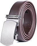 Mio Marino Classic Ratchet Belt - Premium Leather - 1.38 Wide - Adjustable Buckle - Free Gift Box - Trellis Ratchet Belt - Brown - Adjustable from 26