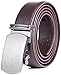Marino Men’s Ultra Soft Leather Ratchet Dress Belt with Automatic Buckle, Enclosed in an Elegant Gift Box - Silver Lattice Buckle with Brown Designed Leather - Custom: Up to 44