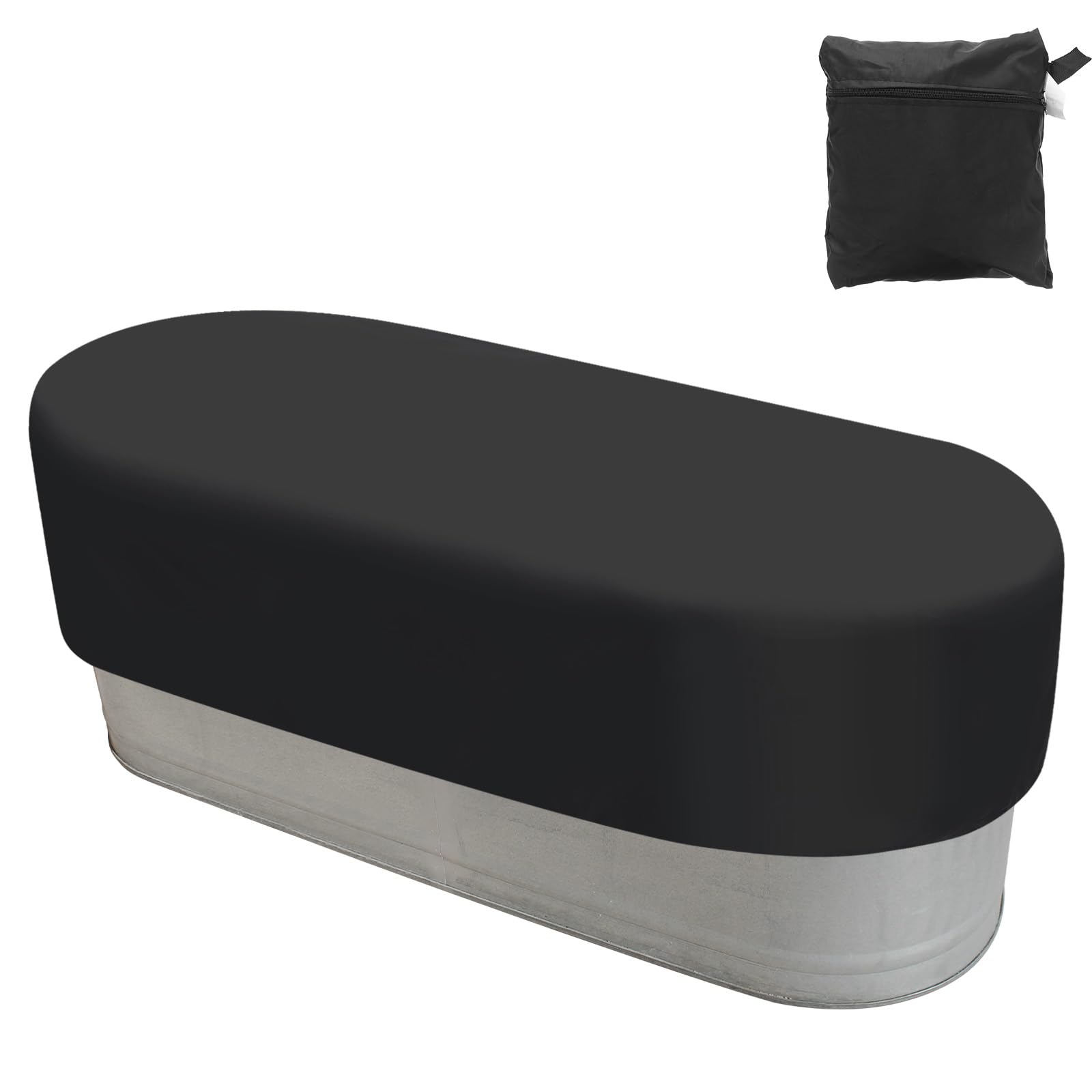 PATIKIL 4Ft Oval Tank Pool Cover, Waterproof Dustproof 420D Oxford SPA Bath Pool Cover Protector for Hot Tub Outdoor Indoor, Black