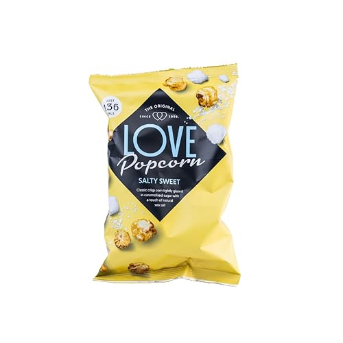 Lovepopcorn Salty Sweet Popcorn – 8 x 27g Bags | Vegan, Gluten-Free, Natural Snack | Healthier Guilt-Free Treat | Small Batch, No Palm Oil, Made in the UK