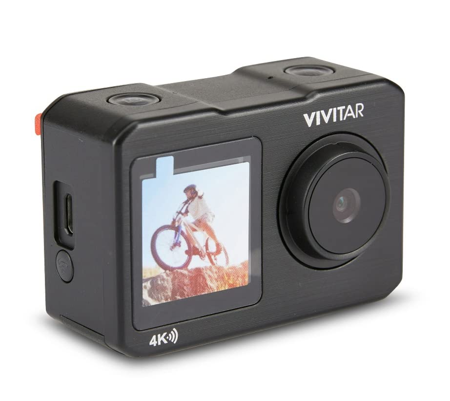 Vivitar 4K Ultra HD Action Camera Bundle Dual Screens, WiFi, 64GB SD, 2 Batteries, Waterproof