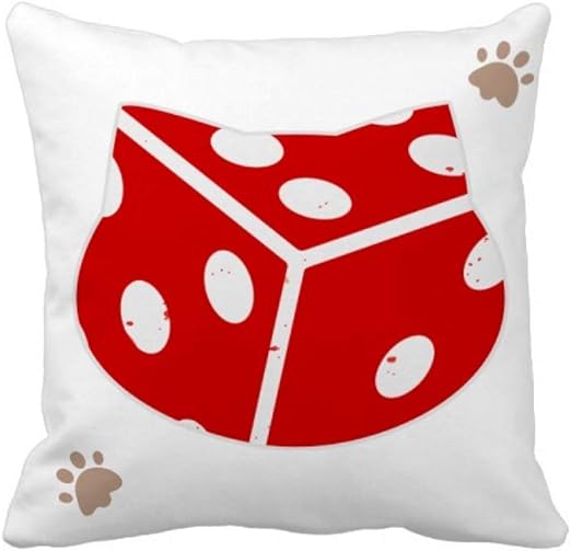 Amazon Co Jp カジノの赤いサイコロのイラストパターン 枕カバーを放り投げる猫広場 50cm X 50cm ホーム キッチン