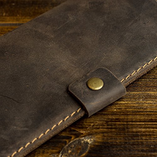Pegai Personalized Checkbook Cover, Distressed Leather Checkbook Wallet, Checkbook Case - Clark | Chestnut Brown - Thumbnail 2