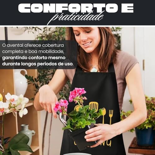 Avental de Cozinha Impermeável com Bolsos Frontais - Avental para Cozinhar Unissex - Ajustável Confortável - Ideal para Limpeza, Churrasco, Lavanderia e Uso Doméstico - UpShop