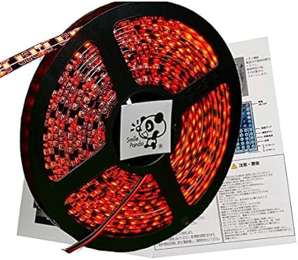 Amazon Co Jp Smile Panda Ledテープライト 5m 防水 12v 赤 レッド 黒ベース 高密度 25 600連 太くて長い両端配線 車 バイク