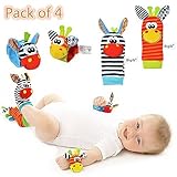 Cute Animal Soft Baby Socks Toys Wrist Rattles and Foot Finders for Fun Toys for 2 4 5 7 8 10 3-6 Month