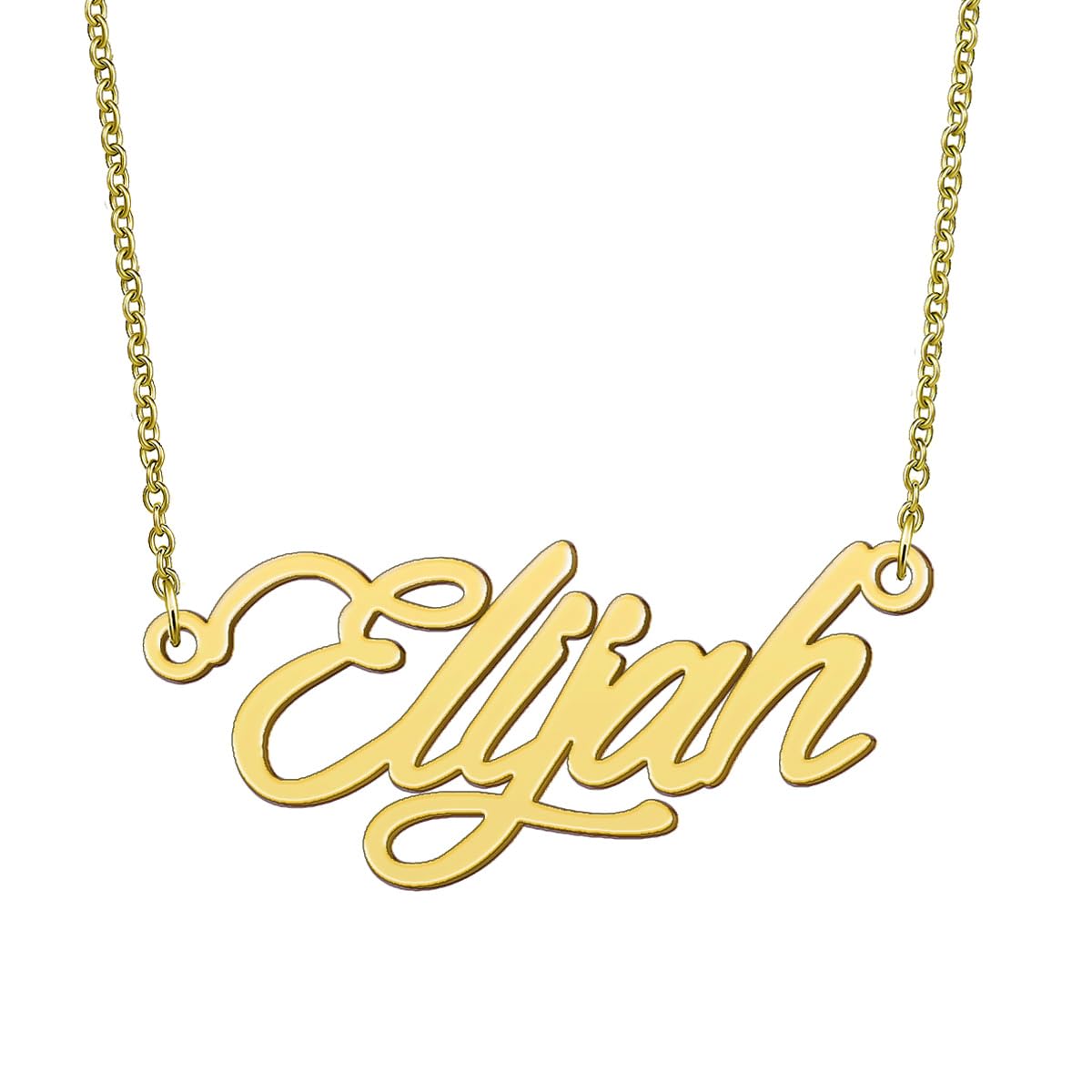 BYBWBL Elijah Name Pendant Necklace 18k Gold Plated