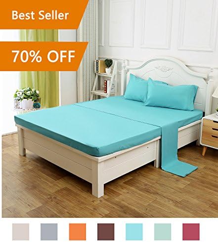 NEW YEAR SALES!Bedding 4pcs Sheet Set Solid Teal,Full Size 81x96"Hypoallergenic All Season Soft Brushed Microfiber