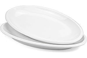 Yesland 2 Pack 16" Porcelain Large Oval Serving Plates, White Oval Serving Platters Dishes for Serving Food, Appetizers, Dess