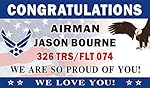 3ftX5ft Personalized Congratulations Airman U.S. (US) Air Force Basic Military Training Graduation Banner Sign (Flag BG)