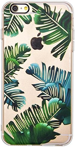 iPhone 6 Case, iPhone 6S Case, OFFAY [Black Camera Border] Transparent Clear Flexible Soft Silicone (TPU) Protection Case, Unique Pattern Case Cover for Apple iPhone 6 / 6S - Tropical Leaves