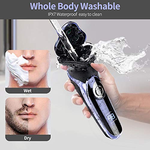 Electric Shaver Razor for Men, MANLI 4 in 1 Rotary Shaver Beard Trimmer, Waterproof USB Fast Charging, Cordless Beard, Nose, Hair Trimmer, Best Gift for Dad, Boyfriend