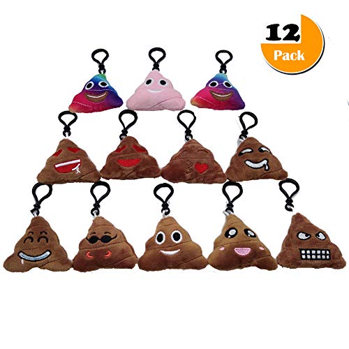 Poop Emoji Keychain Plush Toy Mini Kids' Pillow Set, Emoticon Key Chains Pendant Decoration
