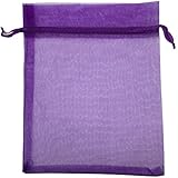 Sosam 100PCS 6x9 Inches Organza Drawstring Pouches Jewelry Party Wedding Favor Gift Bags (6x9", Purple)