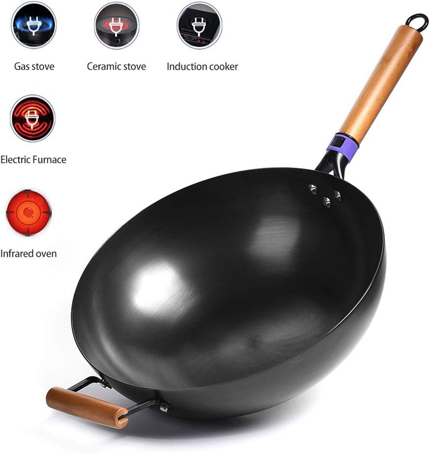 Caannasweis Authentic Chinese Wok (12.5inch), Carbon Steel