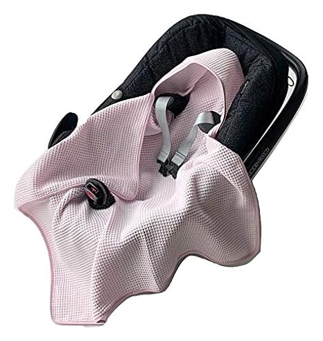 BABEES© Einschlagdecke Waffelstoff Baumwolle Waffelpiqué für Babyschale Autositz, Universal z.B. Maxi-Cosi Römer Cybex, Frühl