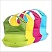 Pack of 2 x BambinoCo Roll Up Silicone Bibs With Comfortable Fabric Top - Easily Adjustable, Cute Baby Bibs - Hot Pink & Yellow