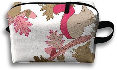 Unique Design Preppy Woodland Squirrel Receive Bag Hand Cosmetic Bag Makeup Bag Sewing Kit Medicine Bag 600D Plain Oxford Cloth Length 25.5 Width 12.5 Height 16cm.