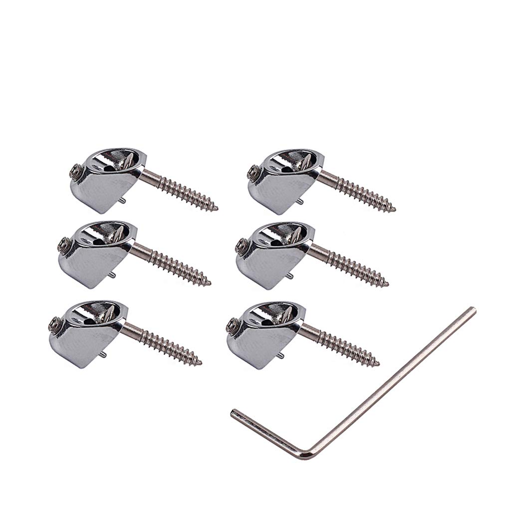 Alnicov Headless Electric Guitar String Nut Set with 1 Wrench 6 Screws for Guitar Parts,Chrome