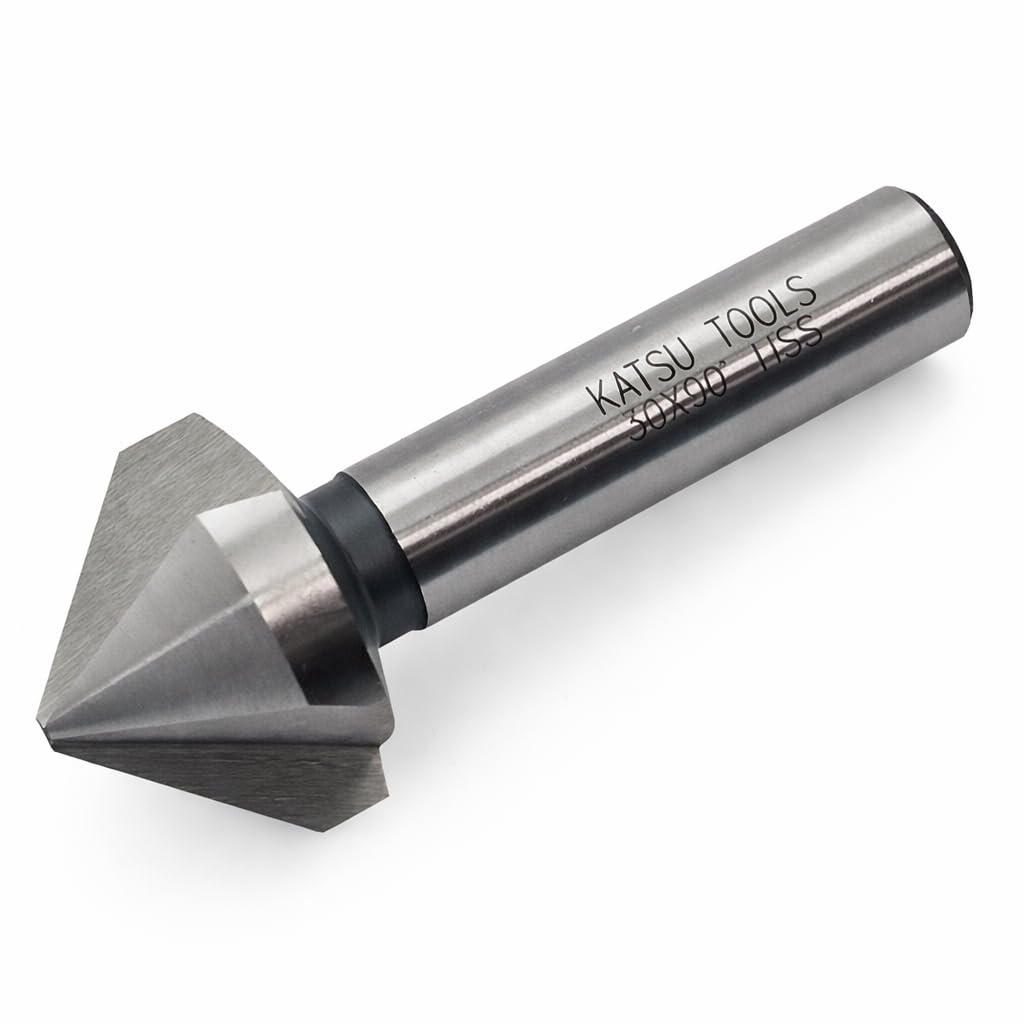 Countersink Drill Bit, KATSU HSS 6542 Countersink Drill Bit 90 Degrees 30mm 3 Flute Chamfer Cutter Drill Bit for Wood Steel Metal Machine Tools, Positioning Drill Mill Cutter 12740617
