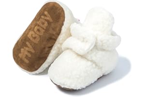 KIDSUN Newborn Infant Baby Boys Girls Fleece Booties Stay On Socks Soft Shoes Non Skid Winter Warm Christmas Slippers