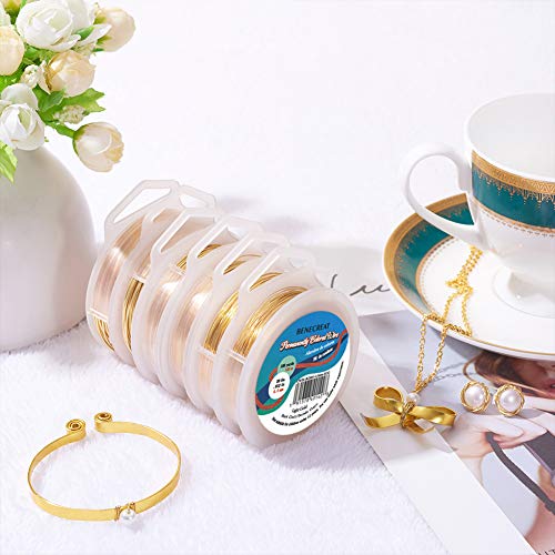 BENECREAT 24 Gauge KC Gold Copper Wire Real Gold Plated Craft Jewelry Wire Tarnish Resistant Beading Wire for Jewelry DIY Making, Wrapping, Gardening, 33 Feet