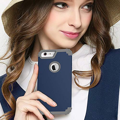 Maxcury iPhone 6 Plus Case iPhone 6s Plus Case, Hybrid Heavy Duty Shockproof Full-Body Protective Case with Three Layer Impact Protection for Apple iPhone 6s Plus 5.5 inch - Navy and Dk Grey - Thumbnail 7