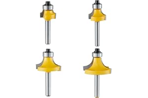 Yueqing Zhongji roundover Router bit 1/4 Shank Router bits 1/4 Shank 1/4-Inch Shank Roundover Edging Router Bit Set，Corner Rounding Edge Forming Bit Set， 1/8", 1/4", 3/8", 1/2" Radius (4 Pack)