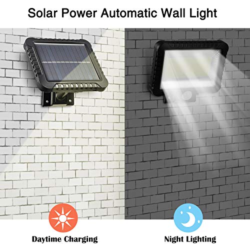 Solar Lights Outdoor, Waterproof Human Body Induction Solar Powered Wall Lamp 56 LED Spotlight, 5 m/ 16.4 ft Cord Easy-to-Install Security Lights with Adjustable Solar Panel for Courtyard, Villa, Gara
