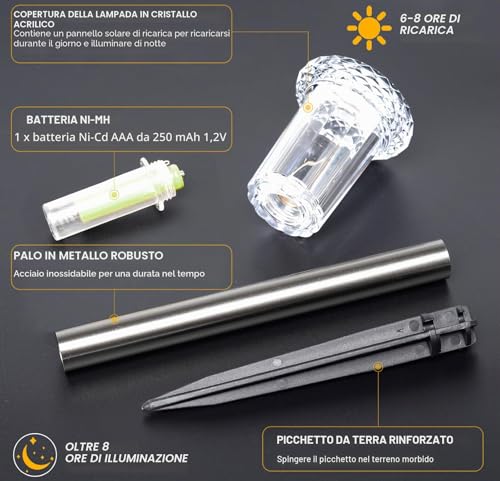 Aourow 6 Pieces Outdoor Garden Solar Lights Warm Light Garden Lamps Waterproof LED Solar Lamps for Garden, Balcony, Patio, Lawn, Paths, Yard