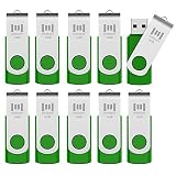 10 X MOSDART 16GB USB2.0 Flash Drives in Bulk Swivel Design Thumb Drives with Led Indicator,Green 10pack