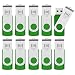10 X MOSDART 16GB USB2.0 Flash Drives in Bulk Swivel Design Thumb Drives with Led Indicator,Green 10pack