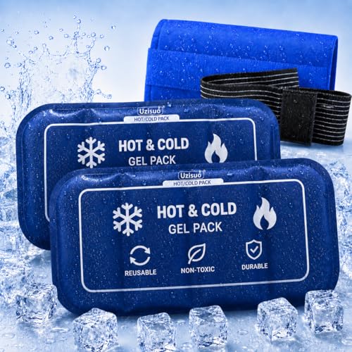 UZISUO Large Ice Pack Extra Long-Lasting Cooling, 3Pcs Reusable Cold Pack, Flexible Hot & Cold Gel Pad，Adjustable Ice Wrap for Knee, Shoulder, Ankle, Back & Neck，Post-Sport Recovery