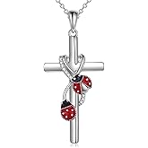 POPLYKE Cross Necklace for Women 925 Sterling Silver Cross Pendant Necklace Animal Jewelry Christmas Gifts for Women Mother Grandma