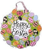 Happy Easter Sign for Windows Wall Hanging Doors School Classroom or Home Decoration (Happy Easter Egg Wreath)