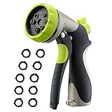 VicTsing Upgrade Garden Hose Nozzle, NEW Spray Water Nozzle Heavy Duty 8 Adjustable Pattern Pistol Grip Hand, High Pressure for Watering, Washing and Showering (10 Rubber Washers Included)